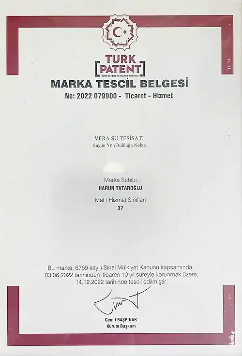 Vera tesisat marka tescil belgesi